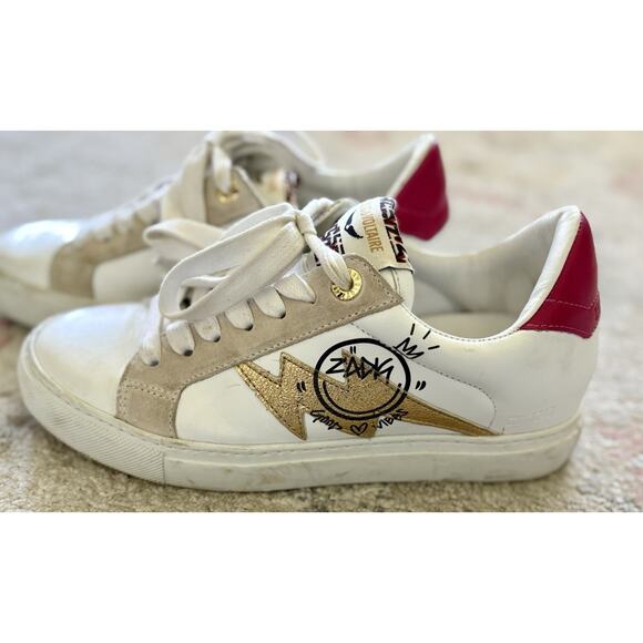 Zadig & Voltaire Women's Tennis Sneakers White Leather Size 37 - Picture 5 of 11